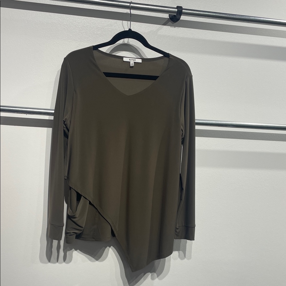 Sympli “Tapenade” Asymmetrical Long Sleeve Top / “Secret Pocket Top